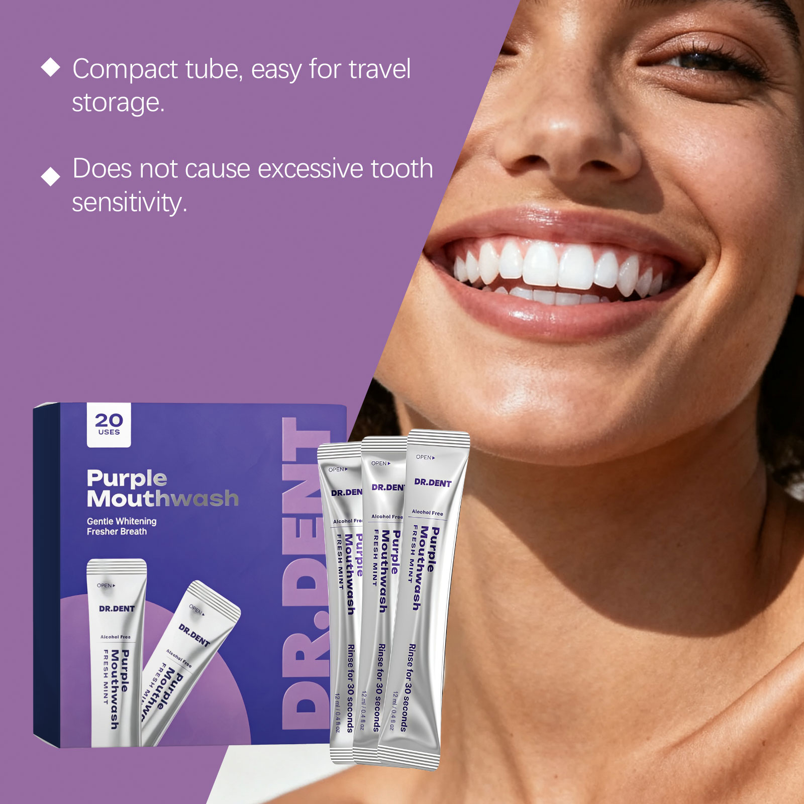 紫色のマウスウォッシュ。歯のホワイトニング、色調補正、口臭予 - Teeth Whitening Mouthwash のレビューと価格