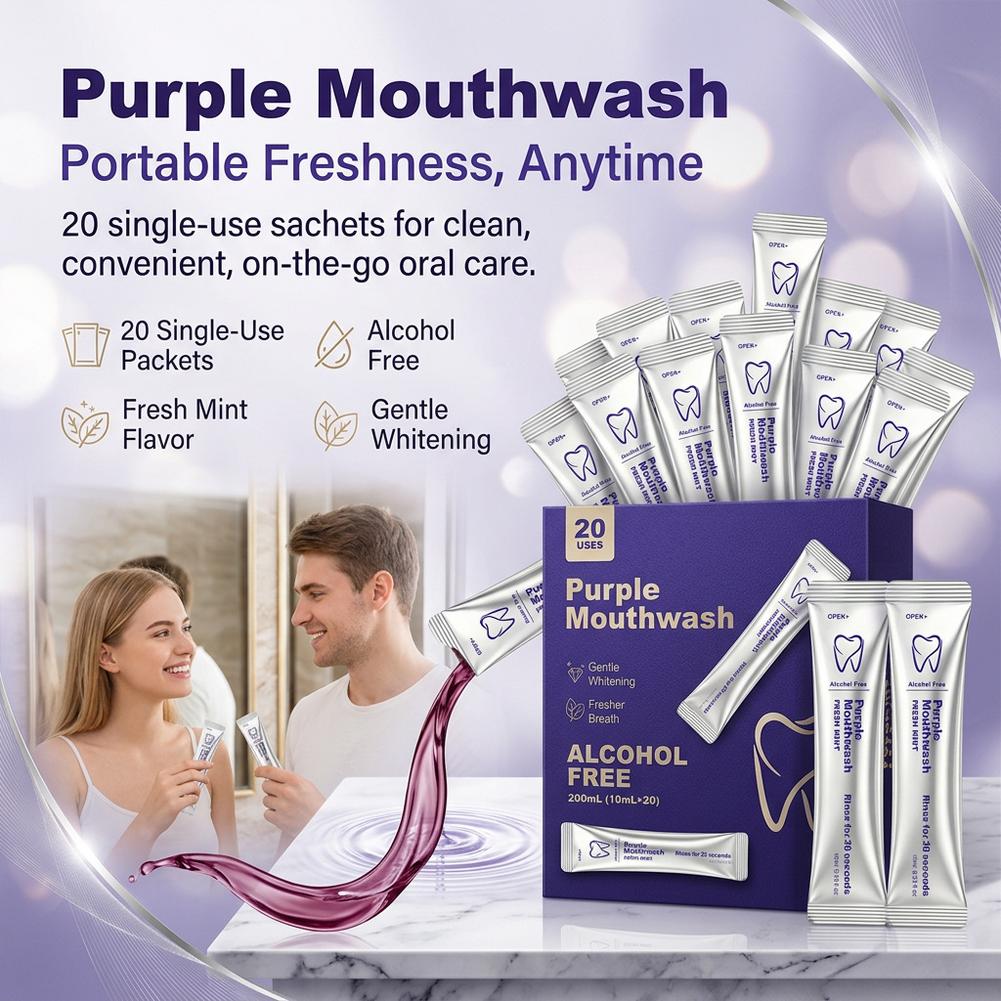 紫色のマウスウォッシュ。歯のクリーニング、口腔洗浄、毎日の口 - Teeth Whitening Mouthwash のレビューと価格