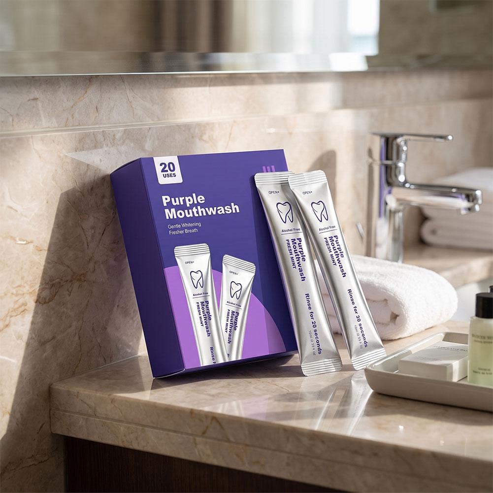 紫色のマウスウォッシュ。歯のクリーニング、口腔洗浄、毎日の口 - Teeth Whitening Mouthwash のレビューと価格